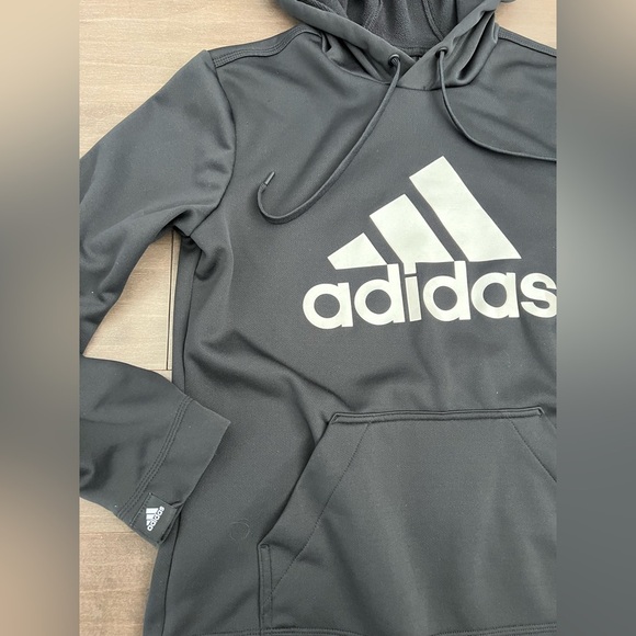 Adidas logo fleece hoodie - Climawarm -  size Small Medium performance stretch - Picture 2 of 4